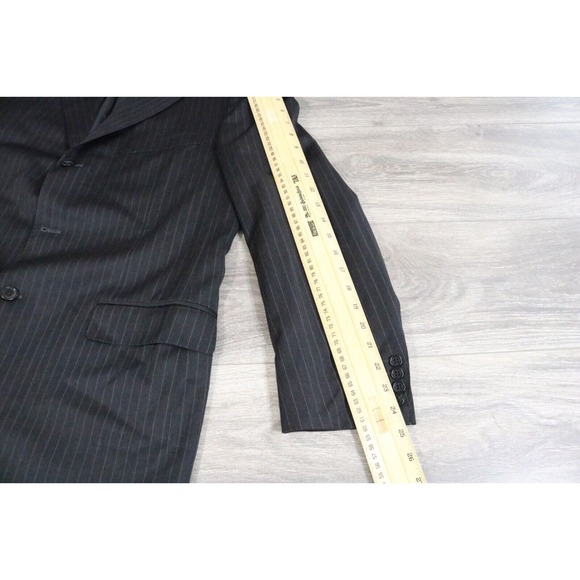 Canali Mens Pinstripe Three Button Suit Black Wool Size 52R X 36 - Picture 5 of 16